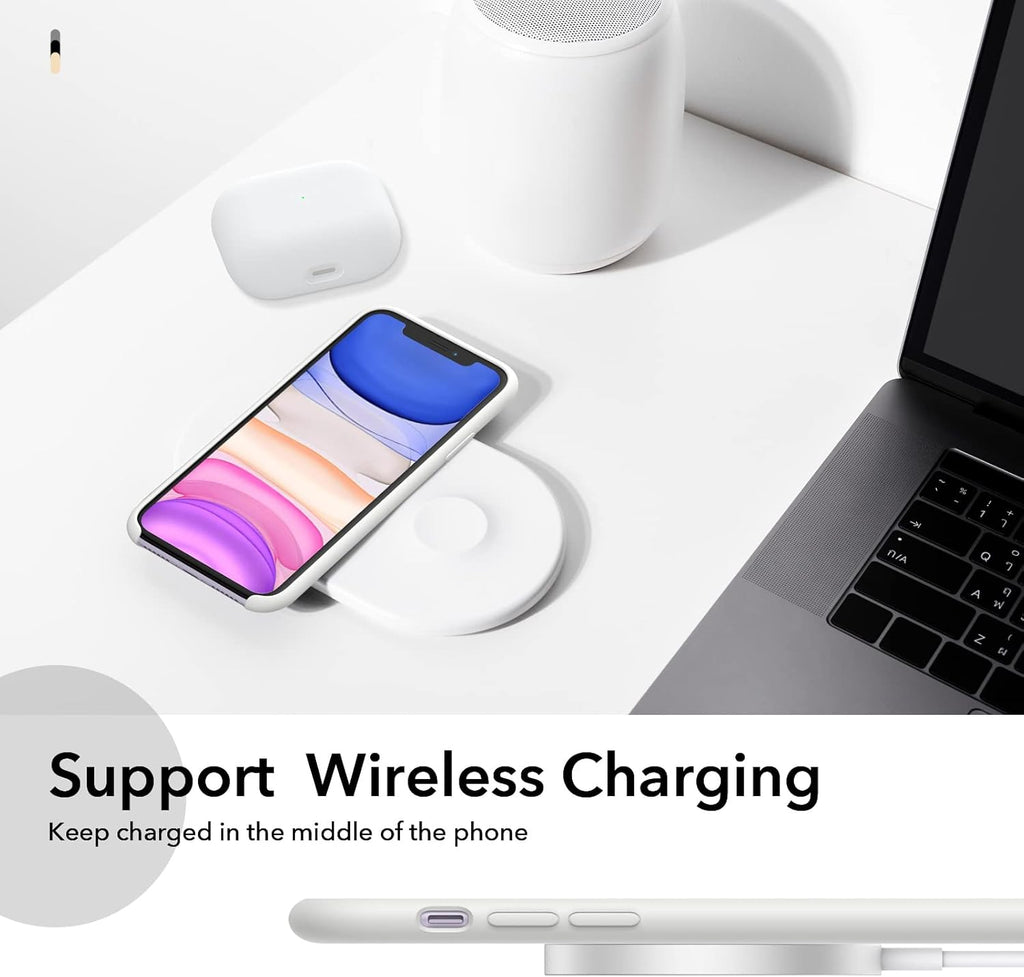 Compatible with Iphone 11 Liquid Silicone Case 6.1 Inch, Slim Liquid Silicone Case with Open Bottom Style Soft Gel Rubber Cover - White