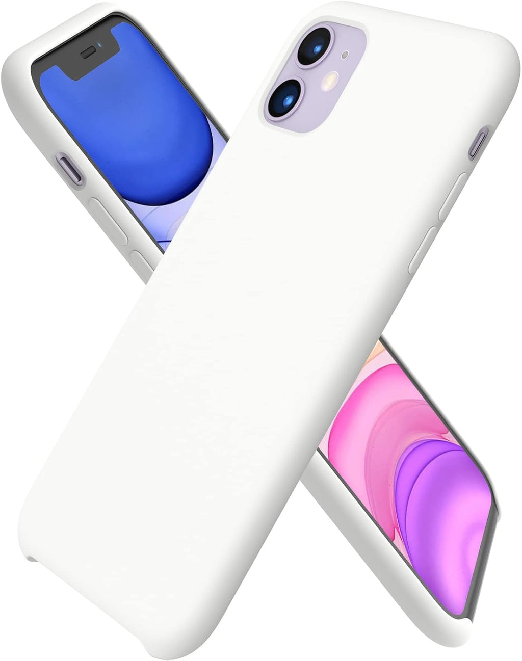 Compatible with Iphone 11 Liquid Silicone Case 6.1 Inch, Slim Liquid Silicone Case with Open Bottom Style Soft Gel Rubber Cover - White