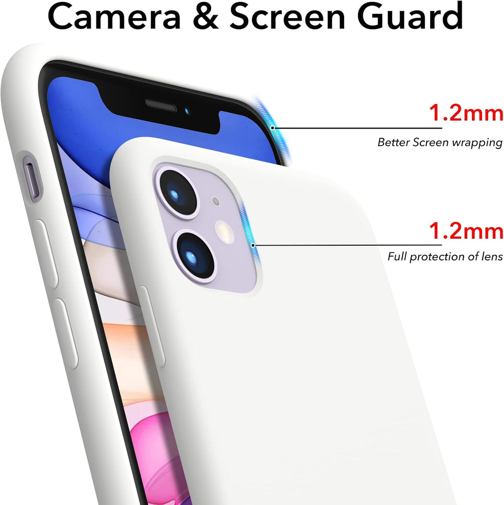 Compatible with Iphone 11 Liquid Silicone Case 6.1 Inch, Slim Liquid Silicone Case with Open Bottom Style Soft Gel Rubber Cover - White