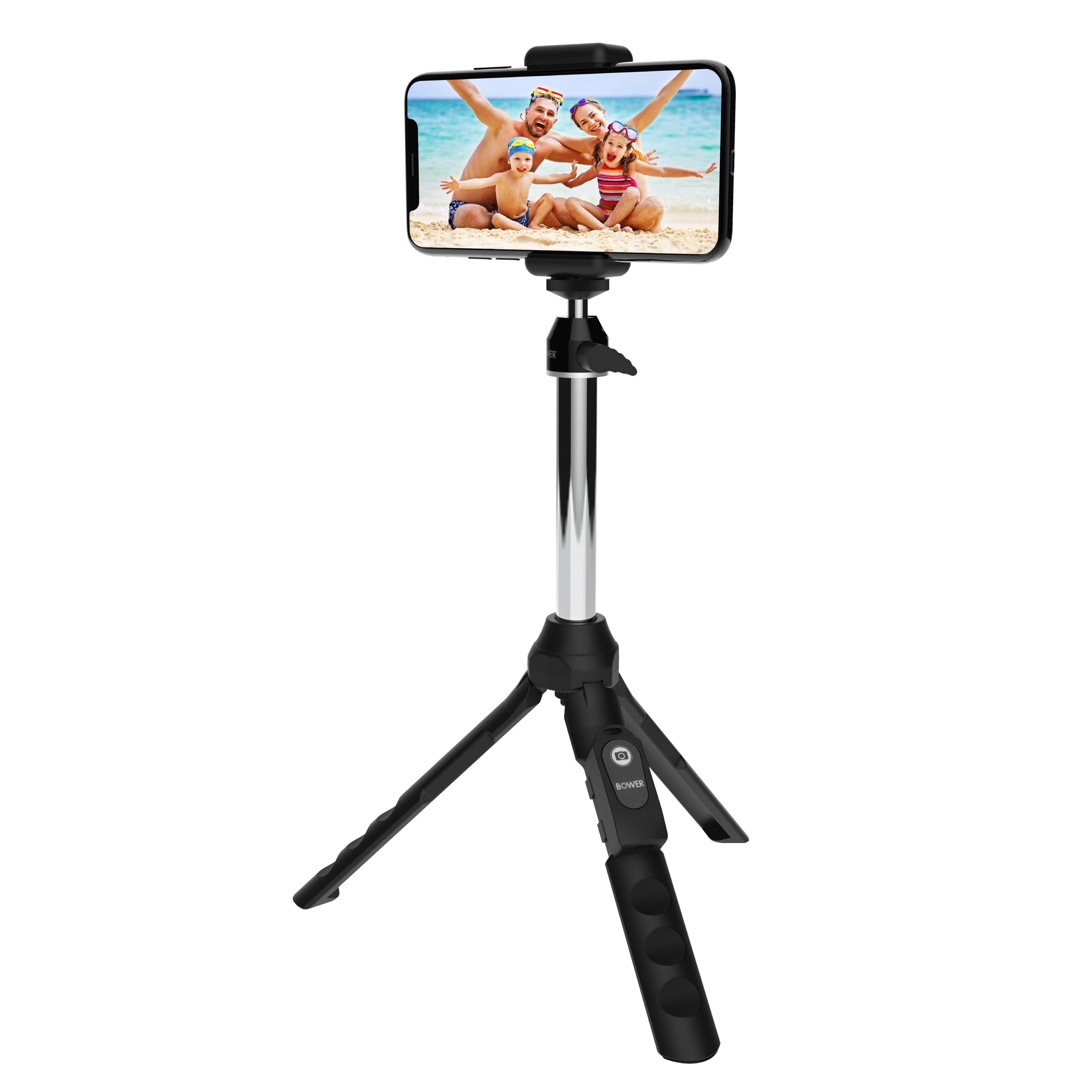 6-In-1 Multi Selfie Tripod with Smartphone & Gopro Mount, Rechargeable Wireless Remote - Black
