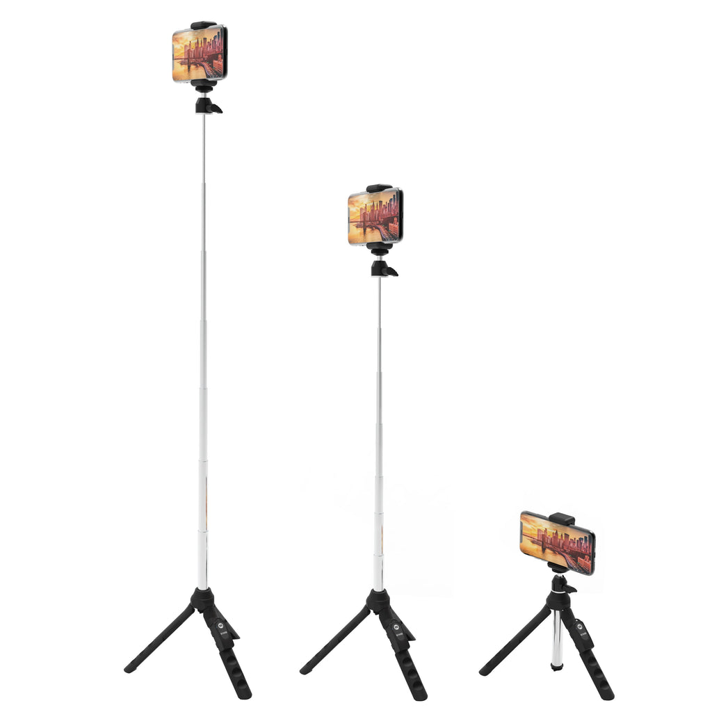 6-In-1 Multi Selfie Tripod with Smartphone & Gopro Mount, Rechargeable Wireless Remote - Black
