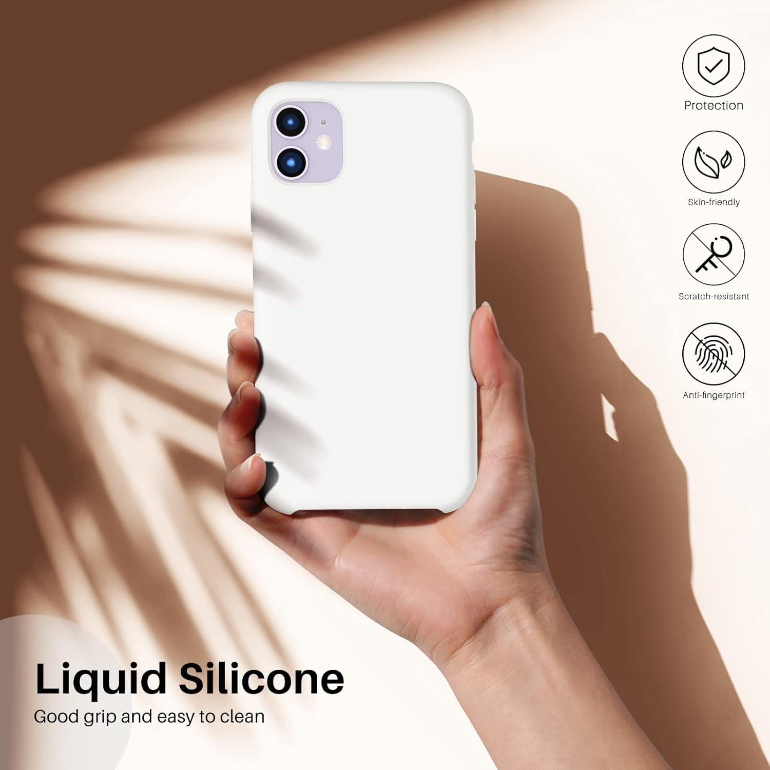 Compatible with Iphone 11 Liquid Silicone Case 6.1 Inch, Slim Liquid Silicone Case with Open Bottom Style Soft Gel Rubber Cover - White