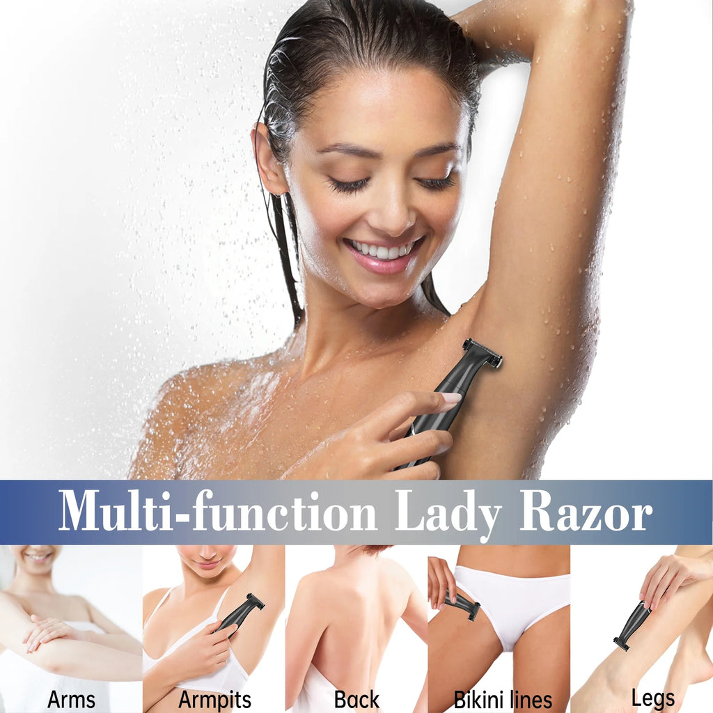Electric Shaver for Women, 4-In-1 Electric Razor, Painless Shaver Bikini Trimmer, Rechargeable Pubic Hair Removal W/ LCD Display for Eyebrow Face Body Armpit Legs Bikini Area Underarms
